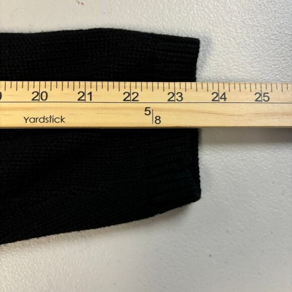 Chico's Women's Size 3 Black Cable Knit Furry Collar Open Front Cardigan Jacket - Picture 7 of 9